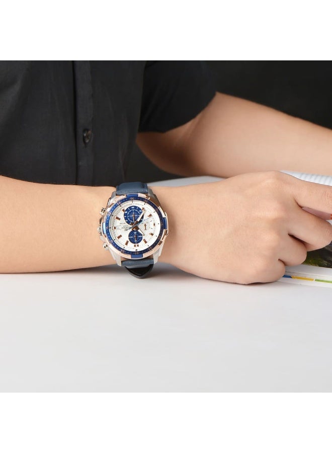 Casio Edifice Men's Blue Leather Chronograph Watch EFR-539L-7CV - Image 3